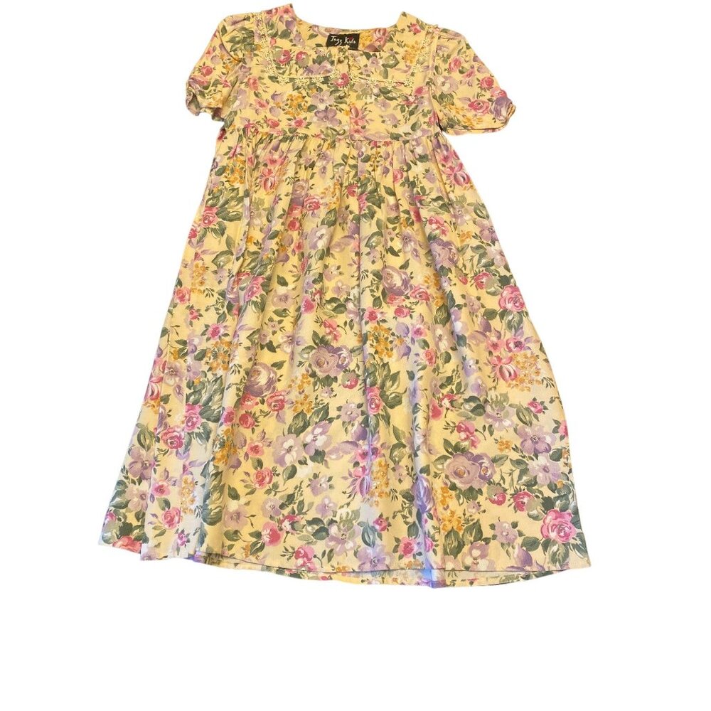 Jazz Kids Yellow Floral Prairie Midi‎ Dress Size 10